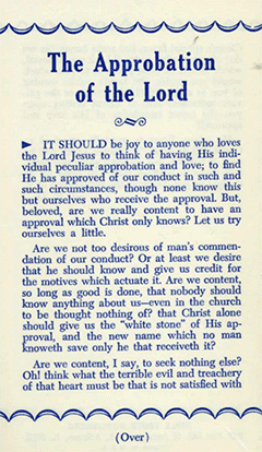 The Approbation of the Lord by John Nelson Darby