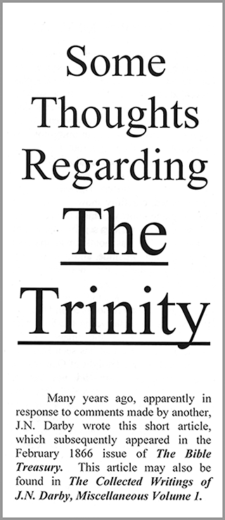 Some Thoughts Regarding the Trinity by John Nelson Darby