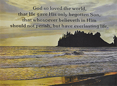 Large 28" x 22" Scenic Scripture Poster: (Sunrise Seascape) For God so loved . . . everlasting life. John 3:16 by BTP