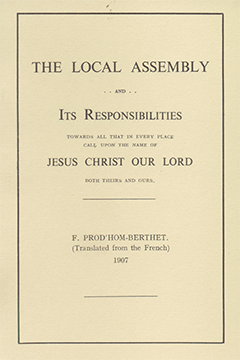 The Local Assembly and Its Responsibilities by F. Prodhomberthet