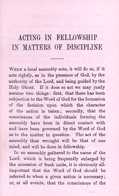 Acting in Fellowship in Matters of Discipline by Henry Forbes Witherby