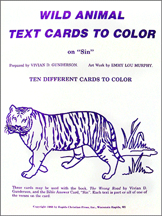 Wild Animal Text Cards to Color: Verses on Sin by Vivian D. Gunderson