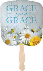 Grace Upon Grace Floral Stick (Paddle) Hand Fan: 5-Pack by Swanson