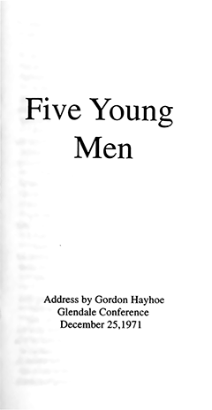 Five Young Men by Gordon Henry Hayhoe