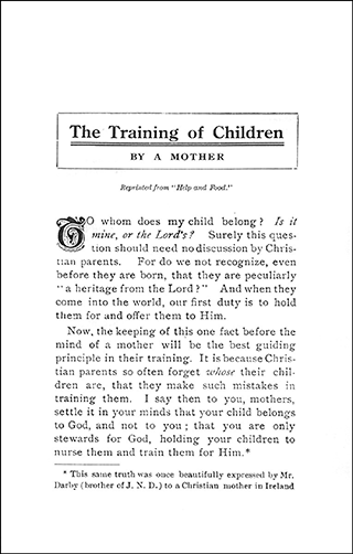 The Training of Children by By a Mother