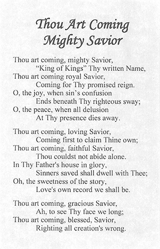 Thou Art Coming Mighty Savior by Hannah Kilham Burlingham