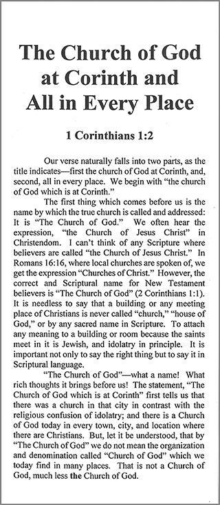 The Church of God at Corinth and All in Every Place: 1 Corinthains 1:2 by Henry F. Klassen
