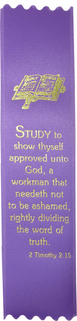 Study to show thyself approved.... 2 Timothy 1:15 Full Verse: Standard Embossed Ribbon Bookmark by BCE