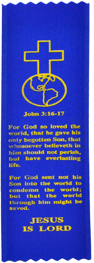 For God so loved.... John 3:16-17 Full Verses: Standard Embossed Ribbon Bookmark by BTP