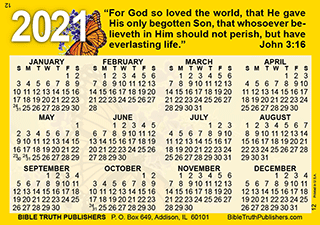 2021 wallet calendar Gospel Pocket Wallet Calendar Laminated Full Color Card 2590 Btp 2021 wallet calendar