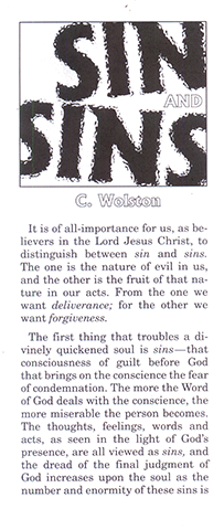 Sin and Sins by Christopher Wolston