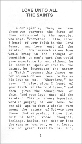 Love Unto All the Saints by William Kelly