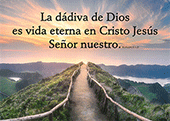 7" x 5" Tarjeta de texto frameable: (Sendero del amanecer) Romanos 6:23 by IBH