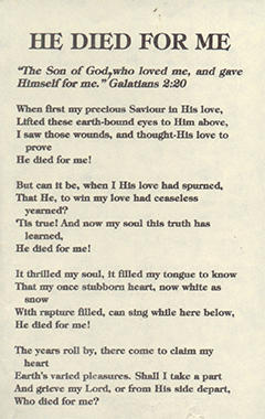 He Died for Me by Albert Cecil Hayhoe