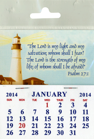 Magnetic Mini-Calendar: (Lighthouse) Psalm 27:1 by King James Version