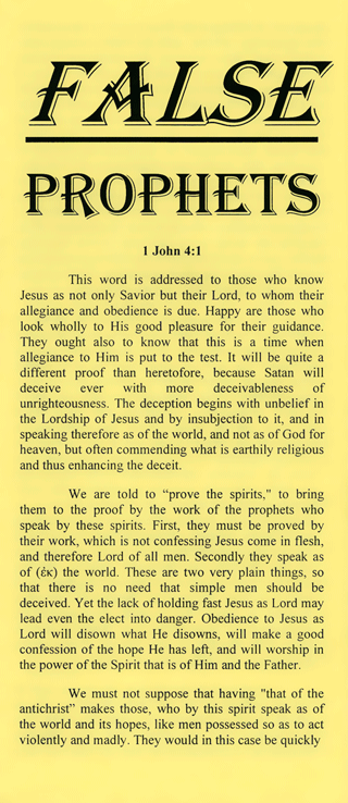 False Prophets: 1 John 4 by P.T.