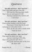 Quietness: "Be Still and Know that I am God" by Doran