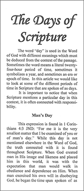 The Days of Scripture by William (Bill) Prost