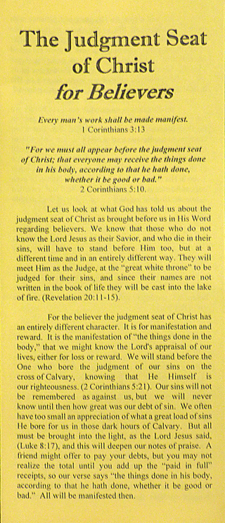 The Judgment Seat of Christ: For Believers by Gordon Henry Hayhoe