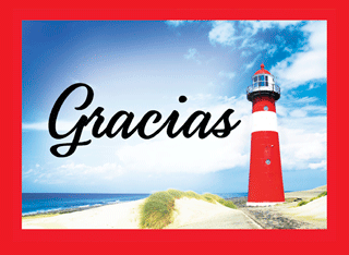 Spanish Gracias: Faro con Borde Rojo