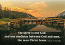 7" x 5" Small Frameable Text Card: (Bridge) For there is one God . . . Christ Jesus. 1 Timothy 2:5 (full verse) by IBH