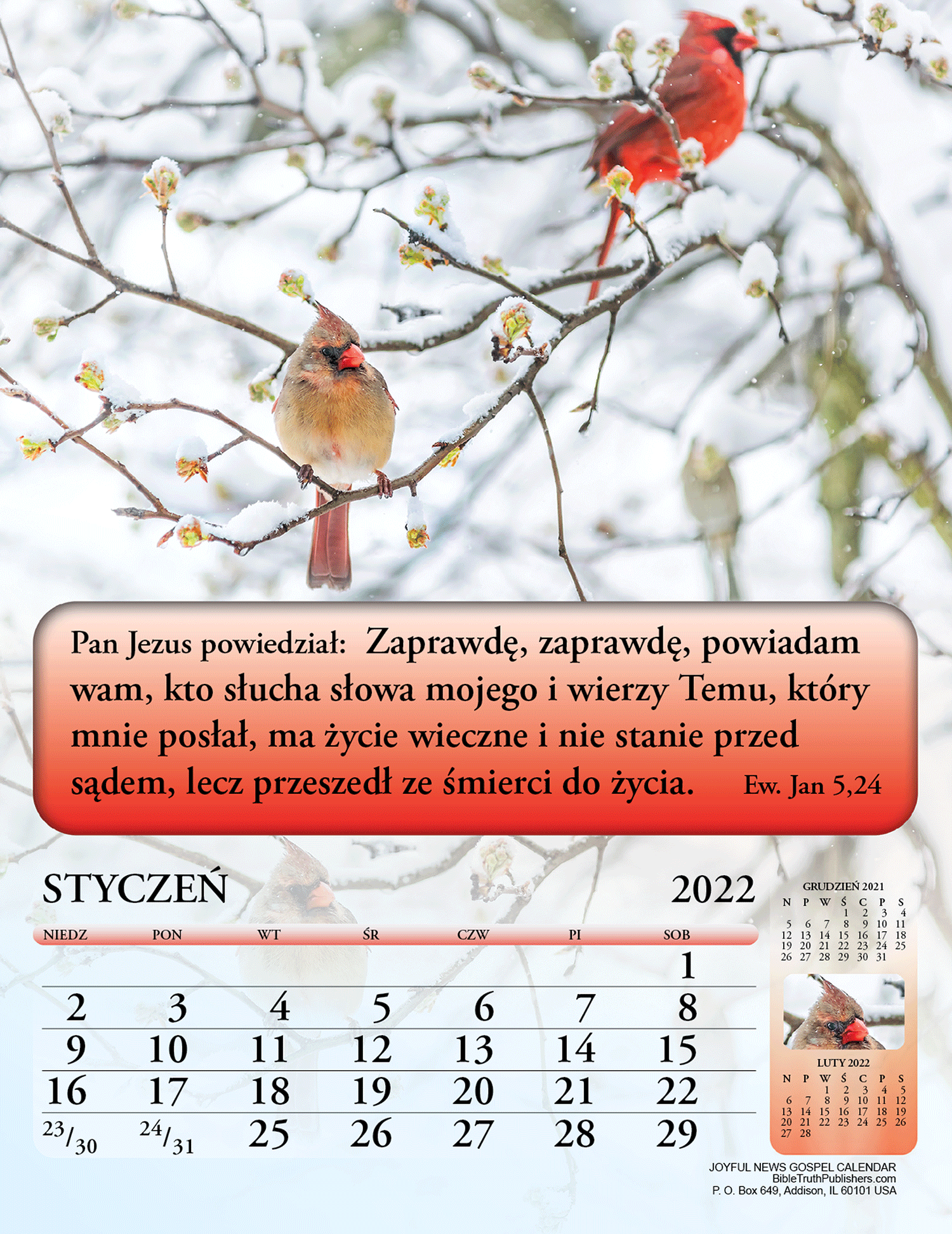 Polish Joyful News Gospel Calendar 42515 Bible Truth Publishers