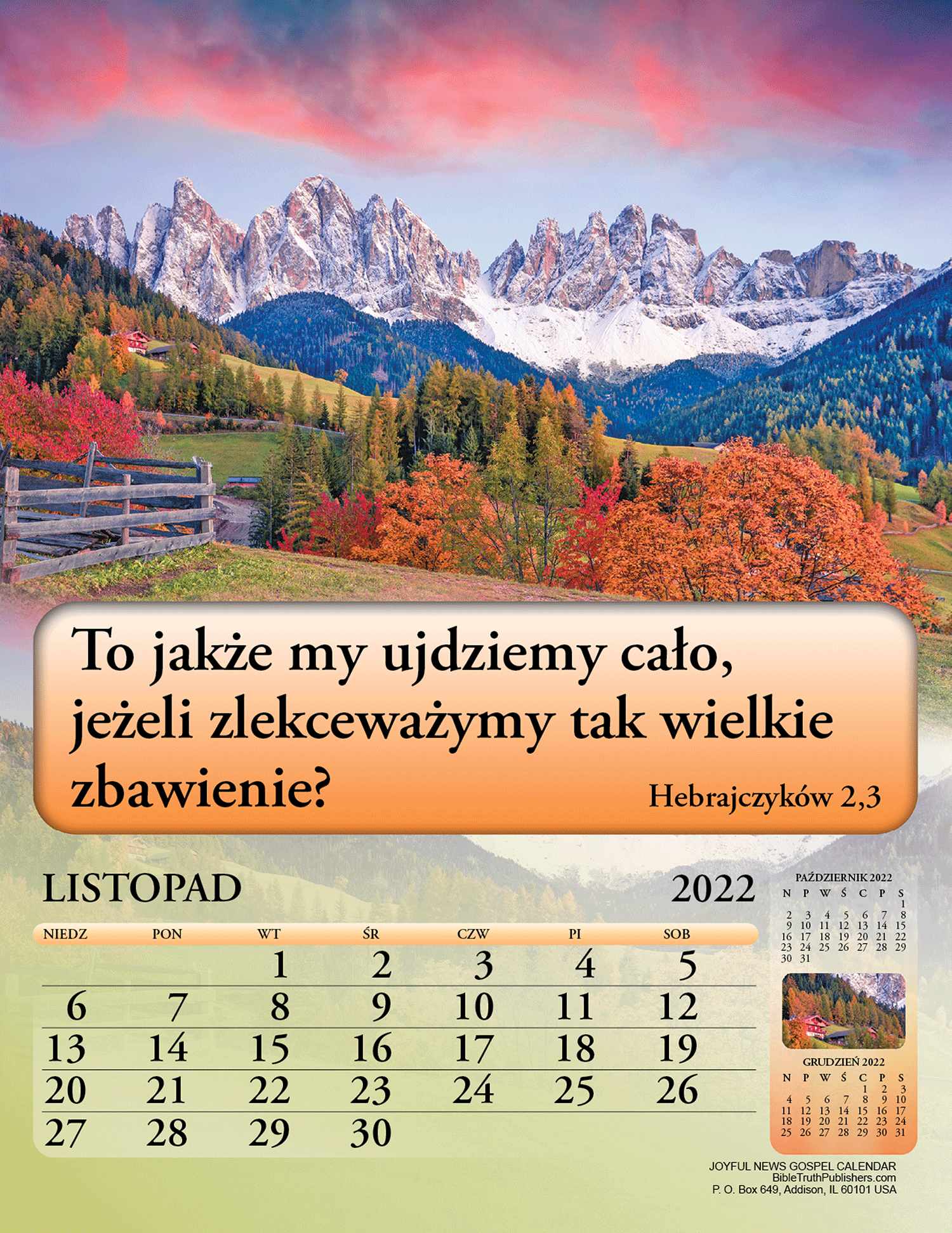 Polish Joyful News Gospel Calendar Bible Truth Publishers