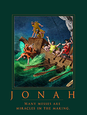 8x11 Jonah Overboard Poster: Many messes are miracles in the making. by Gustave Doré & S. Rule