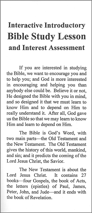 Interactive Introductory Bible Study Lesson and Interest Assessment