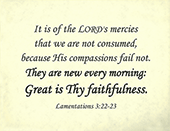 Small Frameable 11" x 8.5" Great Faithfulness Calligraphy Text: Lamentations 3:22-23 Full Verses by ShareWord Wall Witness