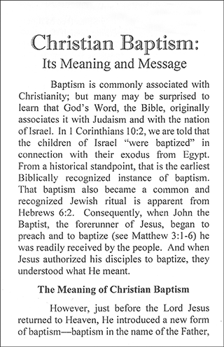 Christian Baptism: Its Meaning and Message by John A. Kaiser