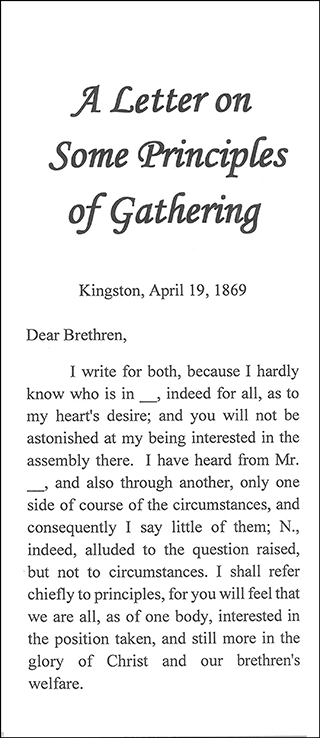 A Letter on Some Principles of Gathering by John Nelson Darby
