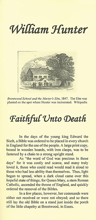 William Hunter: Faithful Unto Death