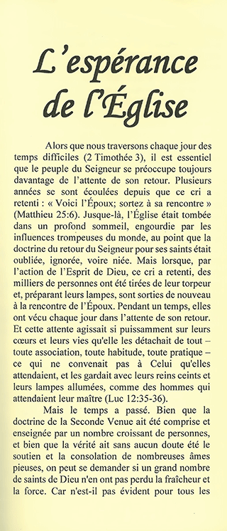 L'Espérance de l'Église by Edward B. Dennett