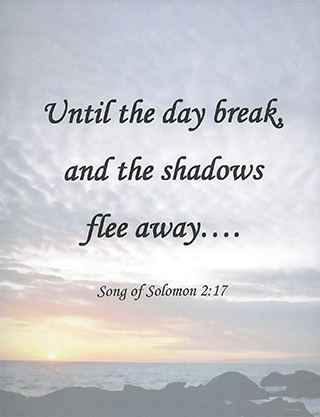 Small Frameable 8.5" x 11" Day Break Scenic Text: (Sunset Sea) Until the day break and the shadows flee away.... Song of Solomon 2:17 by ShareWord Wall Witness