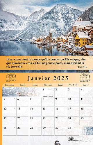 2025 French The Gospel of Peace Scenic Appointment Calendar: With Monthly Gospel Verses
