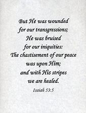 Small Frameable 8.5" x 11" But He Was Wounded Calligraphy Text: Isaiah 53:5, Full Verse by ShareWord Wall Witness