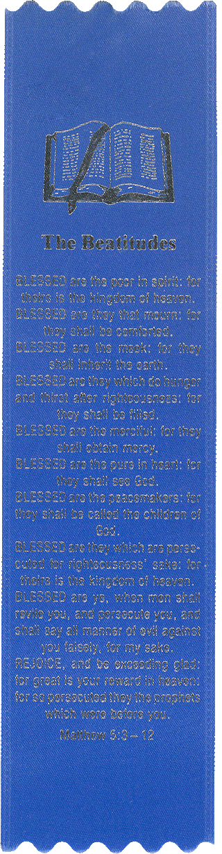 The Beatitudes, Matthew 5:3-12: Standard Embossed Ribbon Bookmark by BCE