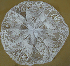 White Gathered Lace Clip-Circlet Cap by Northwestern Lace