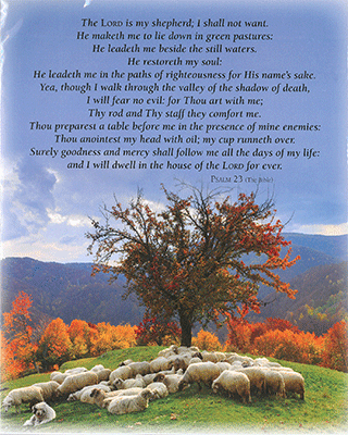 8" x 10" Small Frameable Poster: (Autumn Hill Flock) Psalm 23 Complete Psalm by IBH