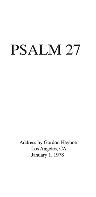 Psalm 27 by Gordon Henry Hayhoe