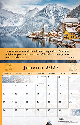 2025 Portuguese The Gospel of Peace Scenic Appointment Calendar: With Monthly Gospel Verses