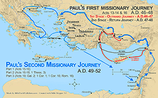 Paul's 1st and 2nd Missionary Journeys