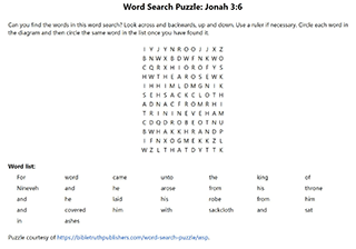 Jonah 3:6 Word Search Puzzle