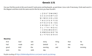 Genesis 1:31 Word Search Puzzle