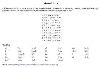 Genesis 3:19 Word Search Puzzle