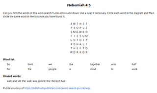 Nehemiah 4:6 Word Search Puzzle