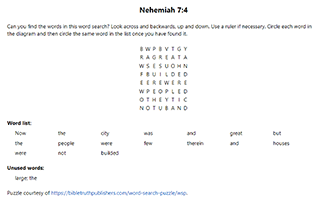Nehemiah 7:4 Word Search Puzzle