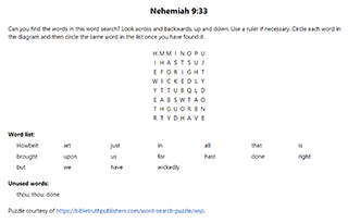 Nehemiah 9:33 Word Search Puzzle