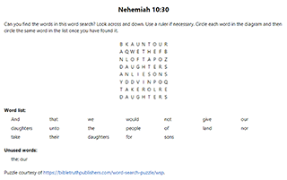 Nehemiah 10:30 Word Search Puzzle